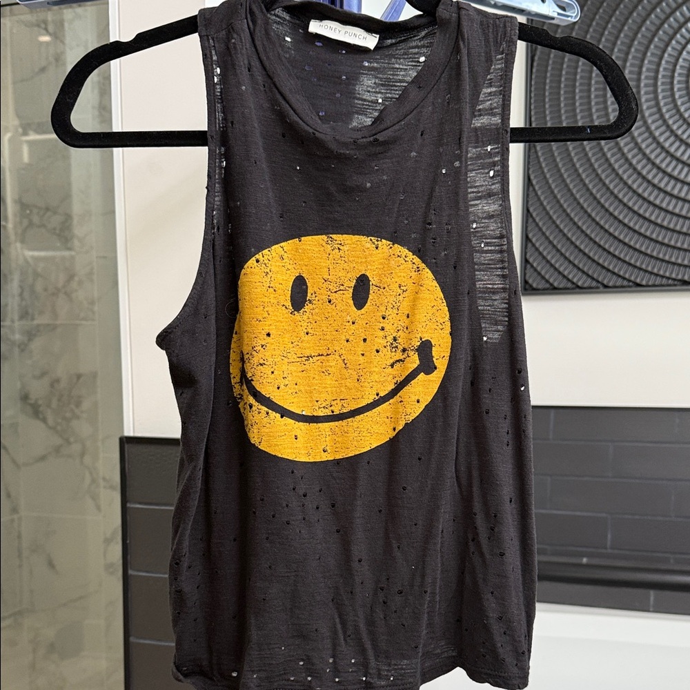 Honey Punch Black Distressed Top